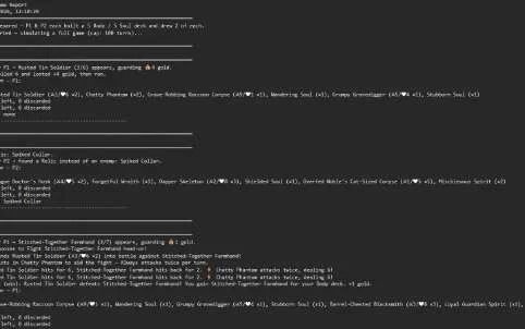 Automated match simulation output